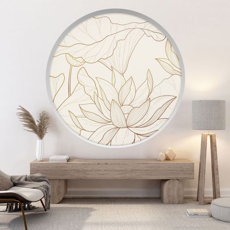 Stickers Trompe l'oeil Arche ronde - Fleurs - Diamètre 30 cm (1/4)