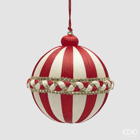 Pallina di Natale Treccia 12CM Bianco Rosso EDG