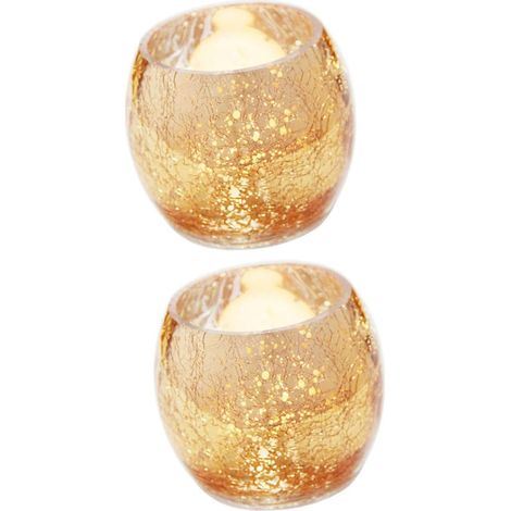 De 2 Bougeoirs En Verre Motif Flocon Doré Taille Petite (1/5)