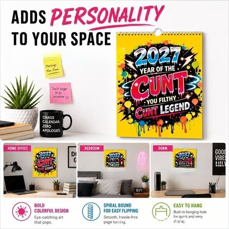 2027 Year of the Cunt Wall Calendar - A Bold and Humorous Doodle Calendar for 2027