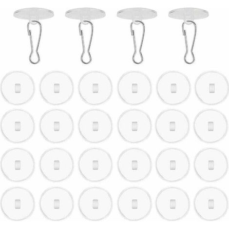 30 Pieces Clear Self-Adhesive Ceiling Hooks, No Drilling Required, Ceiling Hooks with Flag Pole Clamps, Decorative Hooks for Hanging Wind Chimes, Living Room, Bedroom, etc. (1/5)