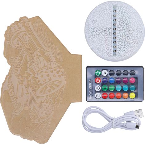 Veilleuse 3D motif véhicule tout-terrain, 16 couleurs changeantes, avec télécommande pour enfants (1/5)