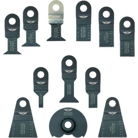 12 - Oszillierende Klinge - Multifunktionswerkzeug-Aufsatz - Schneidet Holz, Metall und Kunststoff - Kompatibel mit Worx, Sonicrafter und Erbauer - Sechskant 14 mm - Mehrfarbig (1/5)
