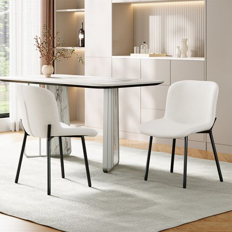 2Pcs Teddy Fleece Upholstered Dining Chair (1/4)
