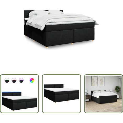 Matelas à ressorts ensachés -  Sommier à lattes de lit avec matelas Noir 180x200 cm Tissu (1/5)