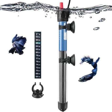 Chauffage d'aquarium 300 W Verre de quartz Submersible et réglable de 20 à 34 °C Pour eau douce et eau de mer 27,9 cm (1/5)