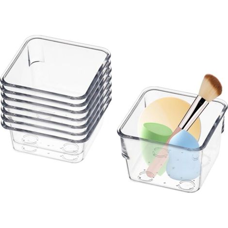 8 pièces Organisateurs de Tiroirs en Transparent 7,5x7,5x5,4 cm Organiseur Cusine Tiroir Boîtes rangement pour Salle bain, Cosmétiques, Cuisine, Bureau - (1/5)