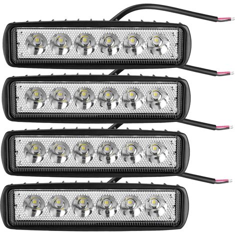PICAA 4pcs Phare de Travail Led 6 pouces 18W, 12v 24v 6000K Blanc Projecteur LED Voiture Feux de Travail Lampe de Travail pour Camion Tracteur 4x4 ATV SUV Moto