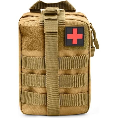 Trousse de Premier Secours Sac Étanche Molle de Premiers Secours Trousse Kit de Premiers Soins Militaires Rip-Away Pochette EMT Médecine Tactique Sac pour Randonnée Travail Voiture Chasse Sport (Kaki) (1/5)