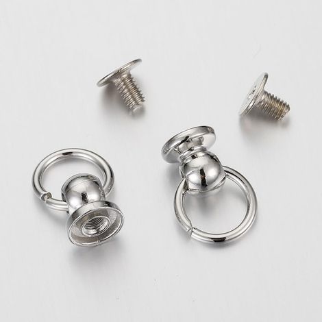 Lot de 20 rivets en laiton avec anneau, bouchon à vis et anneau de traction, rivets en métal pour artisanat bricolage, sac argenté (1/5)
