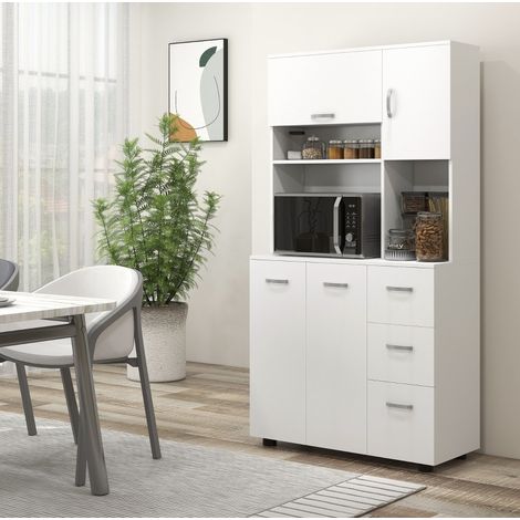 MEUBLIV Colonne de cuisine 89x39,5x168 cm blanche – grand rangement anti-basculement (1/5)