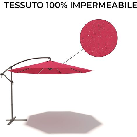 Ombrellone 3x3 M Decentrato Retrattile Braccio Rotabile 360° Chiusura Manovella Base A Croce Giardino Esterno Piscina Bar In Acciaio Inossidabile Telo 180 g/m2 Impermeabile Anti UV (Bianco) - Colore: