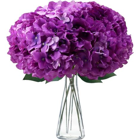 5 pièces Hortensia, Fleur artificielle en soie, Tige flexible 32cm, Décoration mariage, Intérieur et extérieur (1/5)