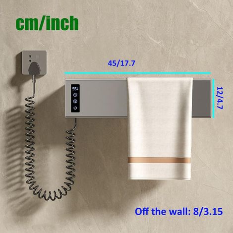 Radiador de baño mural grande, toallero eléctrico con control de temperatura, toallero para baño/sala de estar, gris, 1 varilla. (1/4)