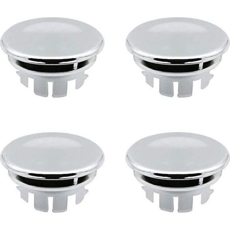 Bouchon de trop-plein de remplacement pour évier - Bouchon de trop-plein rond pour inserts de stockage d'évier (4 pièces/chrome) (1/4)