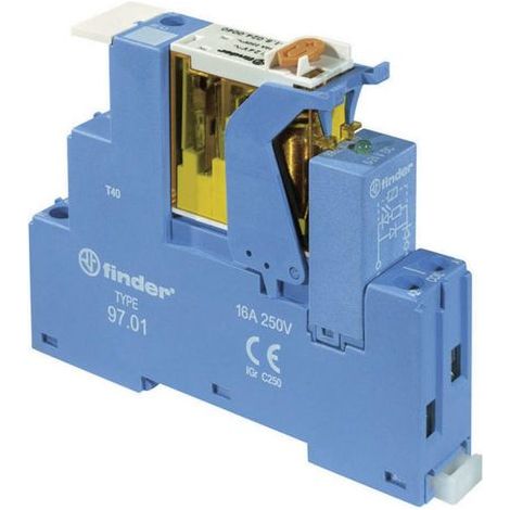 Finder 4C.01.9.024.4050 Module relais Tension nominale: 24 V/DC Courant de commutation (max.): 16 A 1 inverseur (RT) 1 (1/4)