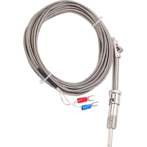 Thermocouple K type à ressort de compression, sonde fil blindé inox M12 5mm 0-400°C, capteur température industrielle 5 m (1/5)