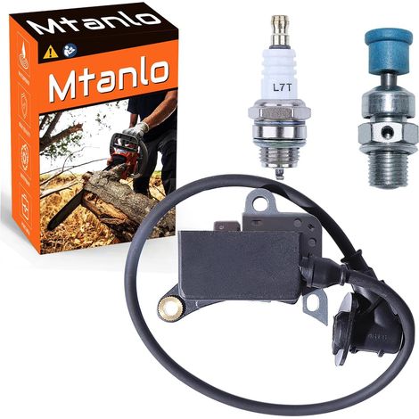 Bobine d'allumage pour tronçonneuse Stihl TS400 TS460, bobine d'allumage avec soupape de décharge TS400 (double trou) bougie L7T/BPMR7A (1/5)