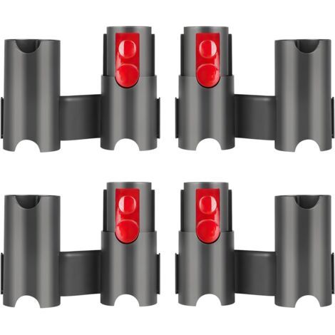 DTEKGAZ - 4-teiliger Zubehörhalter für Dyson Staubsauger, robust und einfach zu bedienen, Aufbewahrungsgestell für Dyson Staubsauger, breite Kompatibilität, für Dyson V7 V8 V10 V11 V15 (Schwarz + Rot) (1/4)