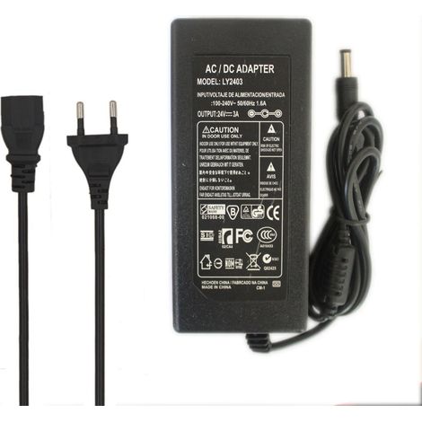 Alimentation 24V 3A 72W, Transformateur AC 100V-240V à DC 24 Volt 72W avec Prise EU, Adaptateur 24V 3Amp pour Lumières LED (1/5)