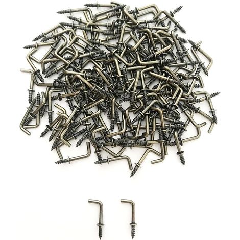 100 crochets à vis en L - 1,27 cm - laiton/bronze - forme L (1/4)