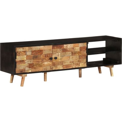 TV-Schrank 140x30x45 cm Rohes Mangoholz und Massivholz Akazie
