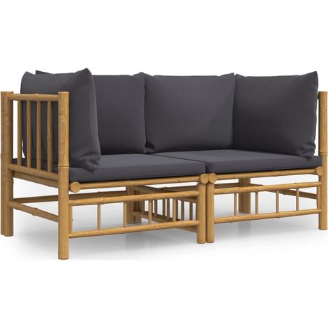 Maison Exclusive - Garten-Ecksofas mit Dunkelgrauen Kissen 2 Stk.