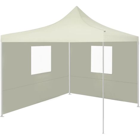 Tente de réception pliable, Barnum Pergola Pavillon Chapiteau Tonnelle de Jardin avec 2 parois 3 x 3 m Crème FCV15877 (1/5)
