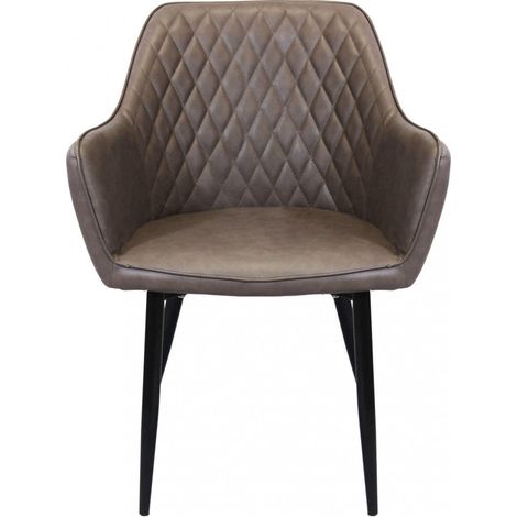 Sedia poltrona da interno con struttura in metallo e seduta larga imbottita rivestita in ecopelle Chair XL - Brown (1/5)