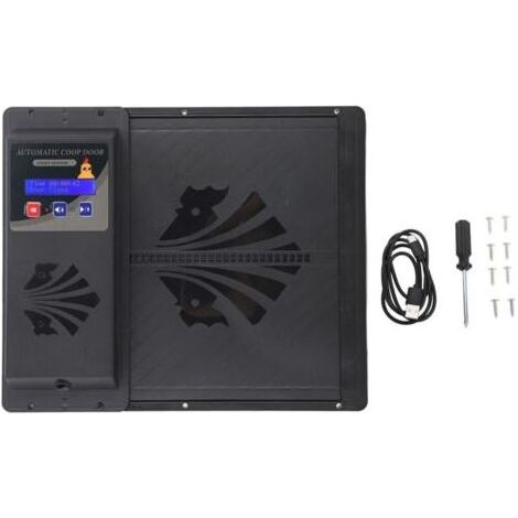 Porte automatique de poulailler – Ouverture horizontale USB – Minuterie programmable – Matériau plastique durable – Écran LED haute définition
