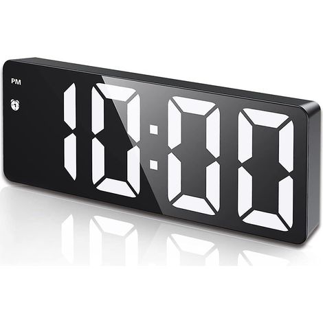 Réveil numérique à affichage LED avec température et date, blanc (1/5)