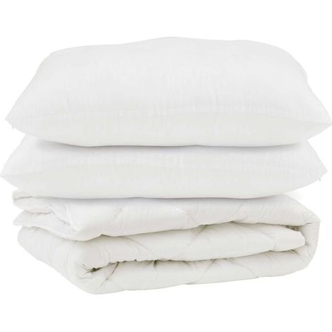 Ensemble couette et oreiller en duvet, ensemble 3 pièces, microfibre blanche. (1/5)
