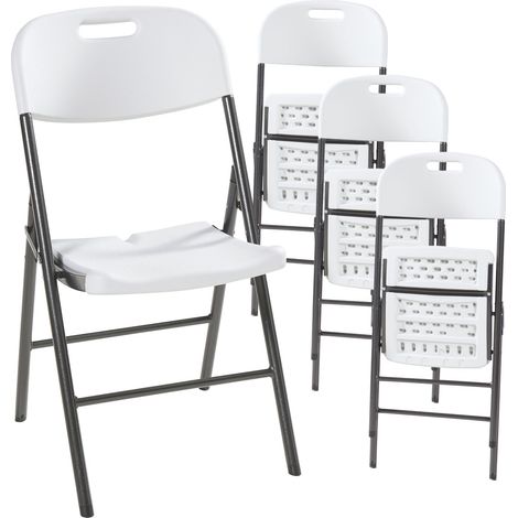 Set di 4 sedie pieghevoli 87 x 46 x 53 cm bianche 030009843