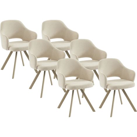 Sedia girevole in tessuto tweed e metallo beige - Crema - Lotto di 6 - RASEMA (1/5)