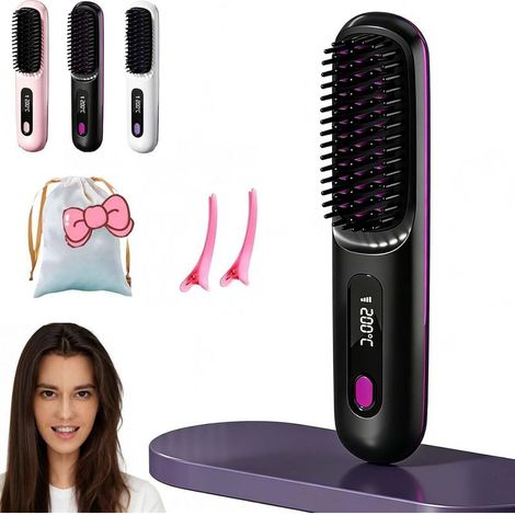 Brosse soufflante sans fil 3 modes – Écran LED – Température réglable 160/180/200°C – Pour cheveux fins, normaux et épais (1/5)