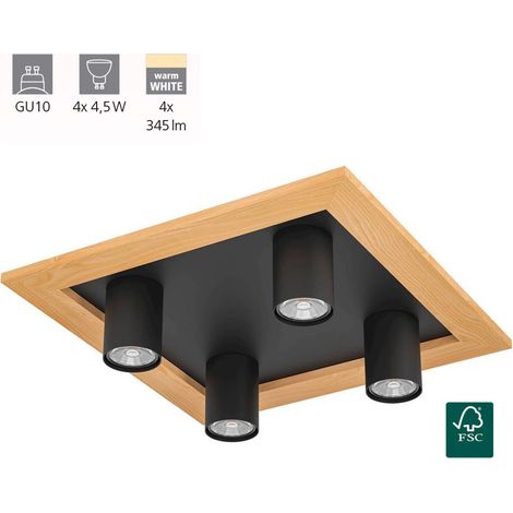 Plafond Valcasotto 1 Gu10 4x4.5W L: 37 cm B: 37 cm H: 10 cm Dimmable (1/4)