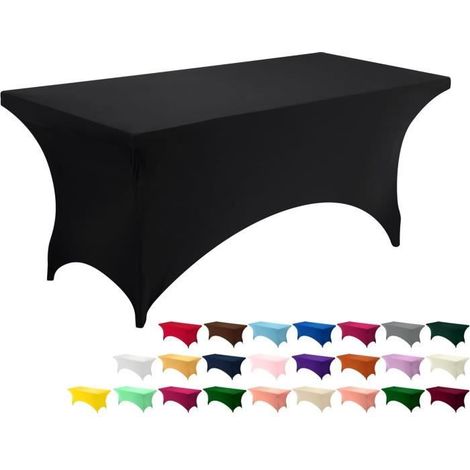 Nappe de Table Extensible 4 Pieds - Noir - Synthétique - Rectangulaire - Uni (1/4)