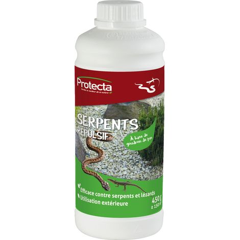 Répulsif serpents granulés 450g – Efficace jusqu'à 2 mois – Barrière odoriférante 25m – Granulés d'origine végétale – Protecta