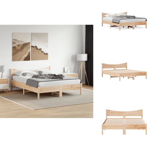 Cadre de lit sans matelas 160x200 cm bois massif de pin - Cadre De Lit - Lit Double - Lit En Bois - Bois Massif - Pin (1/5)