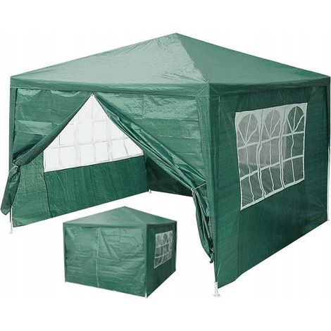 Carpa pabellón comercial de jardín, 3x3 m, 4 paredes, verde, MultiGarden