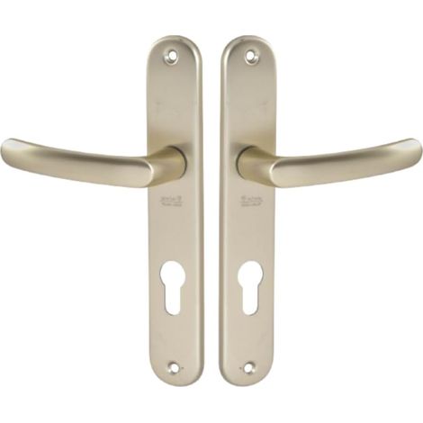 1 Ensemble Poignée De Porte Plaque Entraxe 195 Mm Carré 7 Mm Aluminium Finition Champagne Pour Porte Entrée Bureau Garage