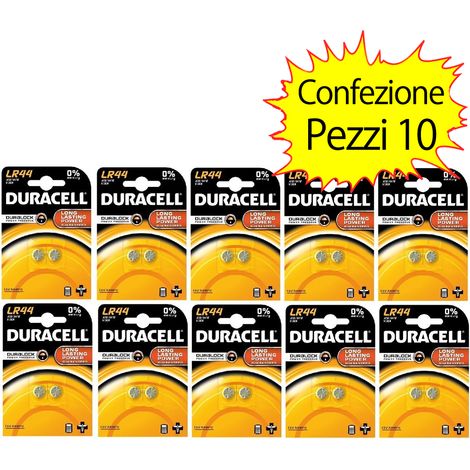 Duracell 10dulr44-2 batterie a bottone ag13 v13ga 10 confezioni da 2 batterie