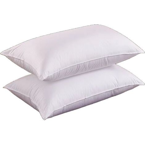 Lot de 2 oreillers anti-acariens, blancs, en coton ultra doux, lavables, 48 x 74 cm
