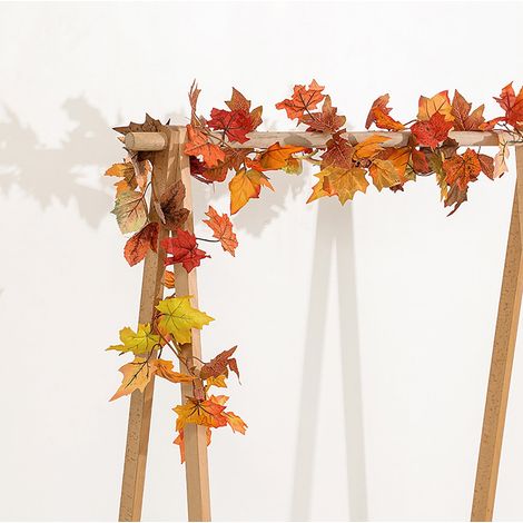 Guirlande Extérieure - Feuilles D'érable Simulées - Décoration Murale Festive - Pour Thanksgiving, Automne, Festival - Longueur 170 cm (1/5)