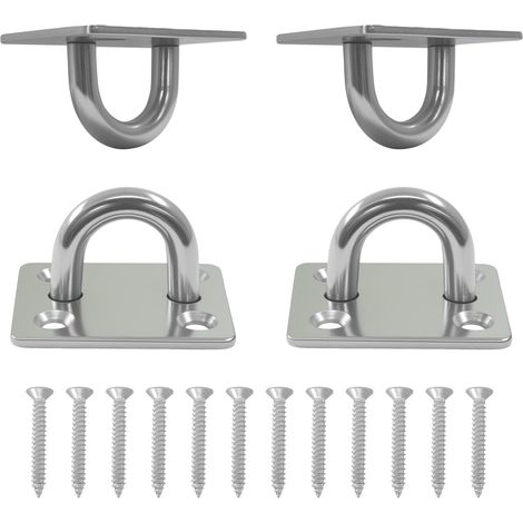 4 crochets plafond, inox, argenté, avec vis, pour suspension (1/5)