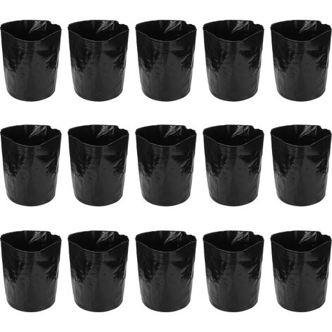 Lotto di 15 sacchetti di plastica nera rinforzata per vivai – per piante da frutto e da fiore – per la coltivazione di piantine in vaso