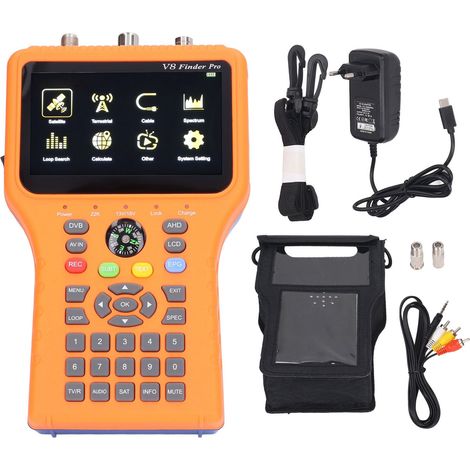 Détecteur de satellites V8 FINDER PRO2 FTA DVB S2 S2X avec écran LCD 4,3 pouces et fonction boussole, 100 à 240 V (1/5)
