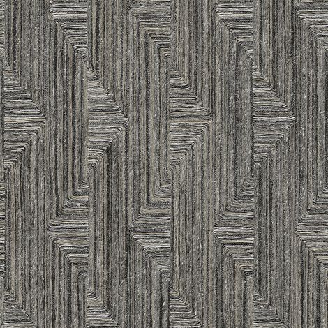 Ethno Tapete Profhome SA524017-DI heißgeprägte Vliestapete in Textiloptik und metallischen Akzenten anthrazit gold schwarz grau-braun 5,33 m2
