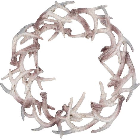 Couronne de bois de cerf artificiels (2 pièces) - Décoration unique idéale pour la maison, le bureau ou le salon - Style Noël - 20 x 20 cm (1/5)