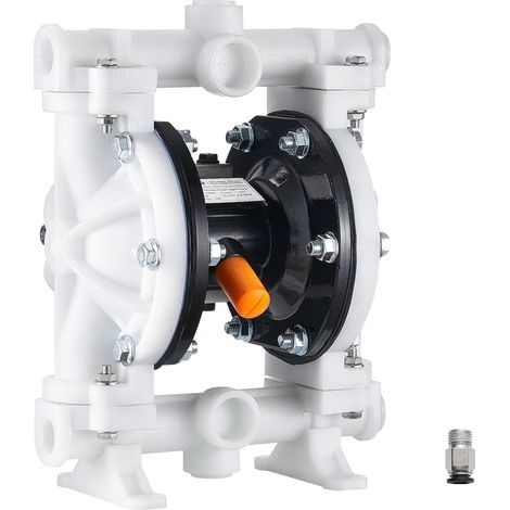 VEVOR Pompe Pneumatique a Double Membrane 16,64 L/min, Pompe a Diaphragme Pneumatique Transfert Huile Usagee, Entree Sortie Air Standard, Corps Polypropylene, pour Diesel, Graisse, Kerosene, Essence